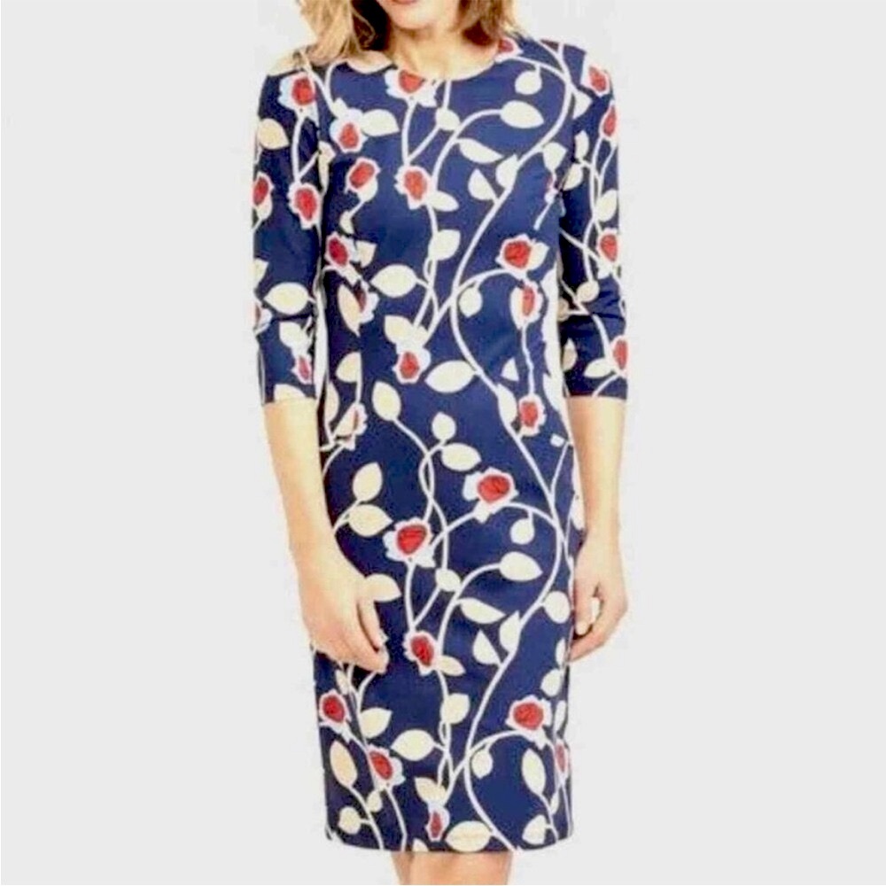 J. McLaughlin Catalyst Dress Saint Germaine Floral Catalina Cloth Navy Size XL - Picture 2 of 11